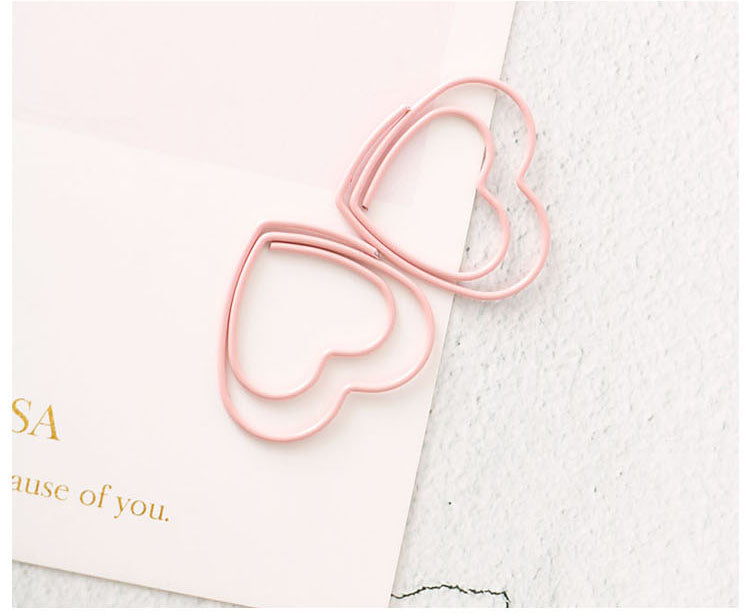 ML Select - Cute Pink Love Heart Paper Clips (30 pcs)